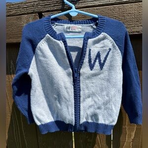H&M Kids Navy and White Zip-Up Sweater